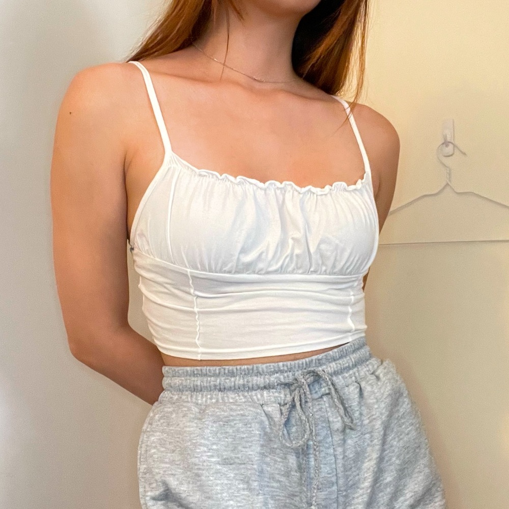 Princess Polly White Cropped Tank Top